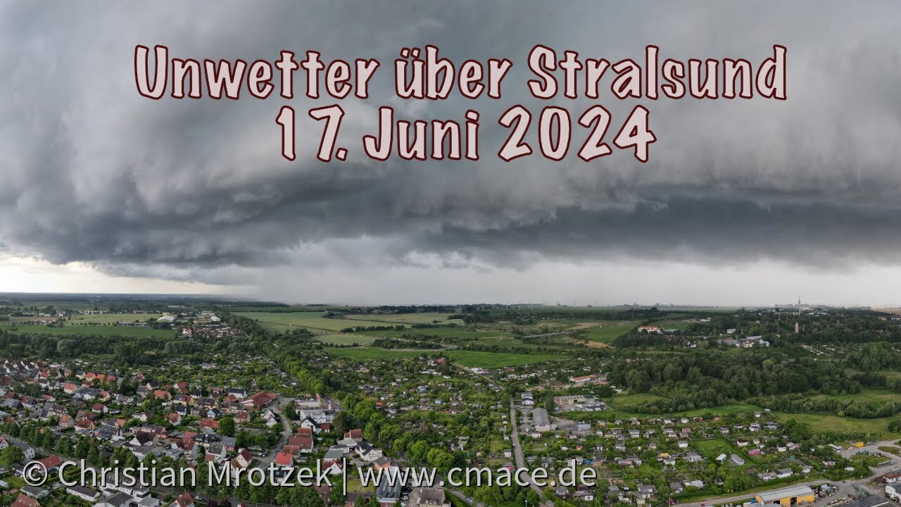 Heftiges, aber sehr kurzes Unwetter zieht über Stralsund am 17. Juni 2024 (Zeitraffer)