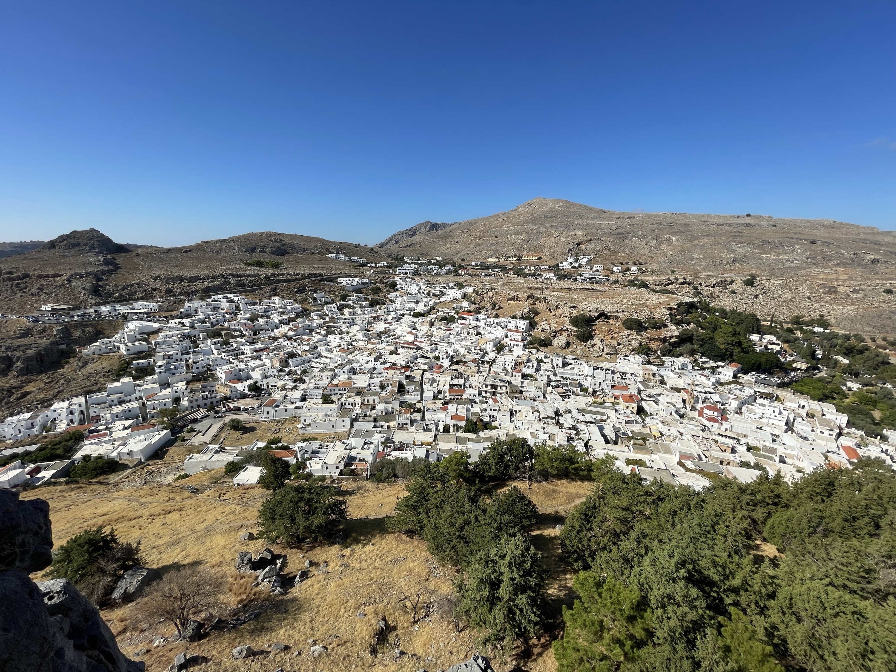 Blick von der Akropolis auf Lindos